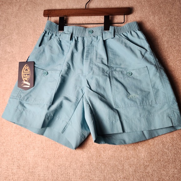 AFTCO Other - AFTCO Original Fishing Shorts Mens Blue M01 Supplex Nylon Cargo Water Shorts New